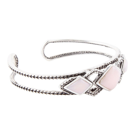 Pink Opal and Sterling Silver Cuff Bracelet