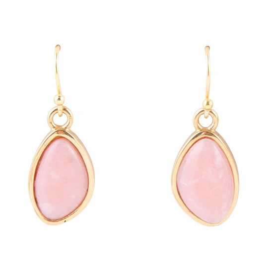 Pink Opal Golden Drop Earrings