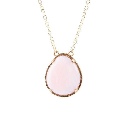 Pink Opal Teardrop Golden Necklace