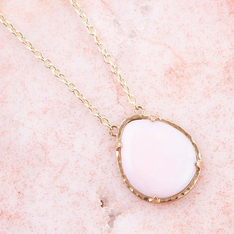 Pink Opal Teardrop Necklace - Barse Jewelry