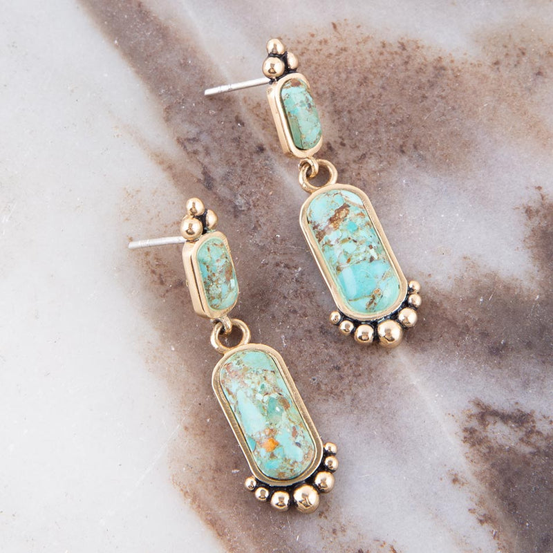 Plateau Turquoise and Bronze Earrings - Barse Jewelry