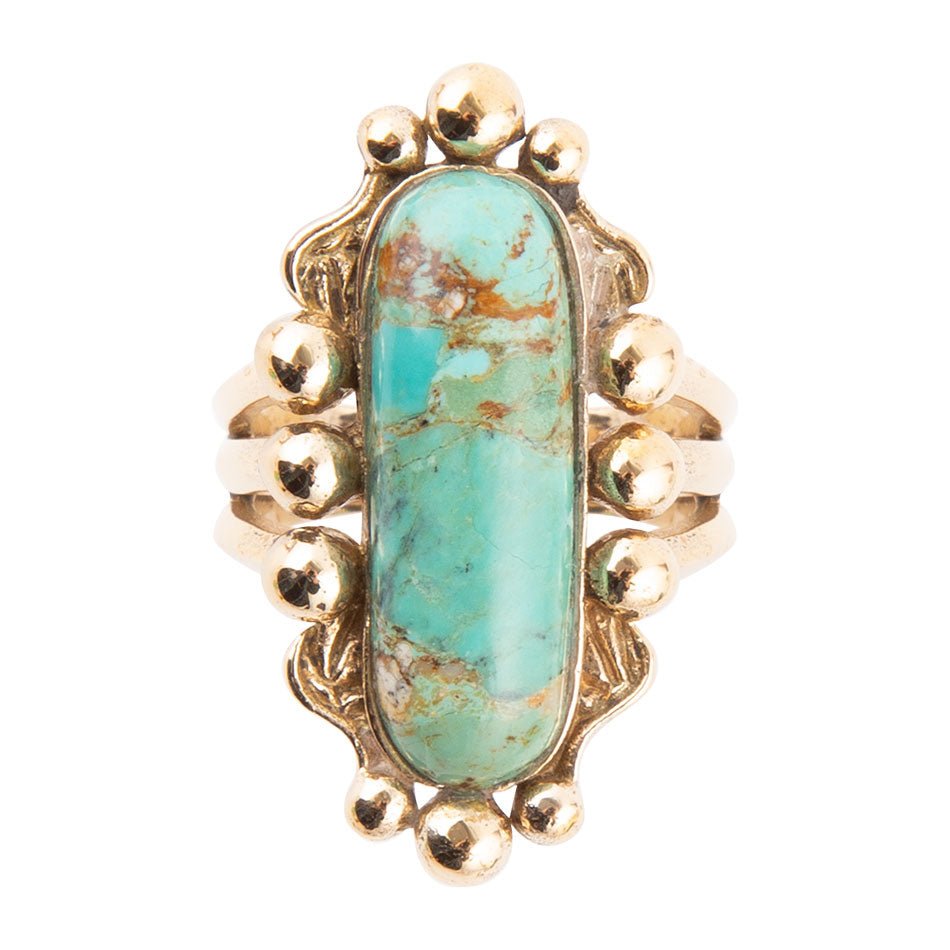 Barse Plateau Blue Turquoise and Golden Ring – Barse Jewelry