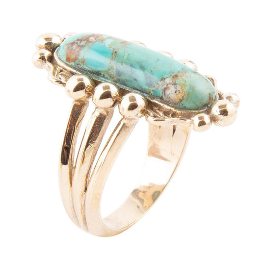 Plateau Blue Turquoise and Golden Ring