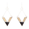Point Made Onyx and Wood Silver Earring - Barse Jewelry