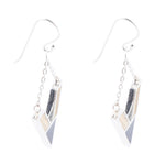 Point Made Onyx and Wood Silver Earring - Barse Jewelry
