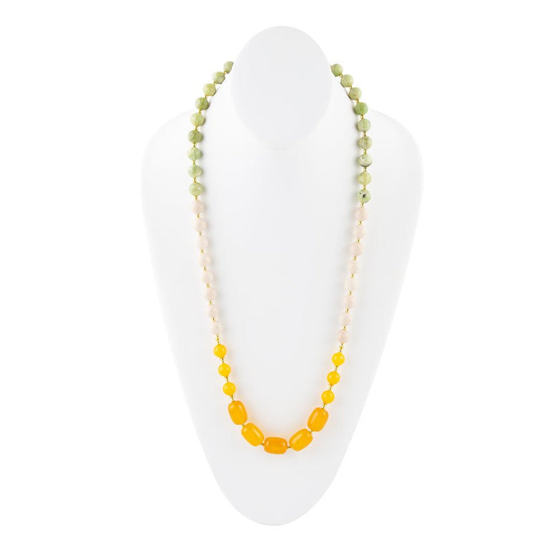 Pomelo Mixed Jade Long Necklace - Barse Jewelry