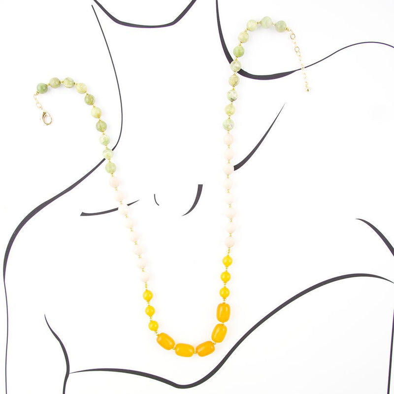 Pomelo Mixed Jade Long Necklace - Barse Jewelry
