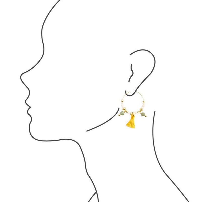 Pomelo Tassel Hoop Earrings - Barse Jewelry