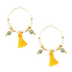 Pomelo Tassel Hoop Earrings - Barse Jewelry