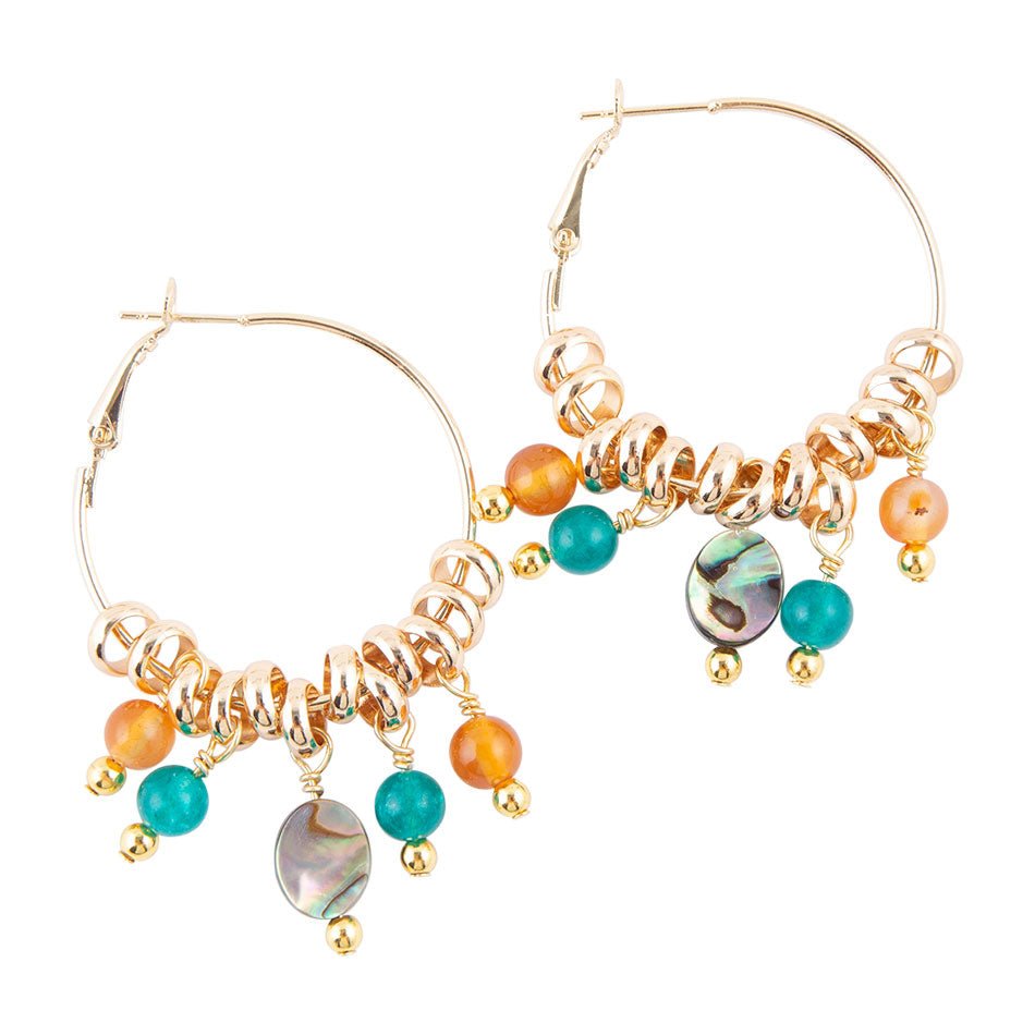 Poseidon Abalone Dangle Hoop Earrings - Barse Jewelry