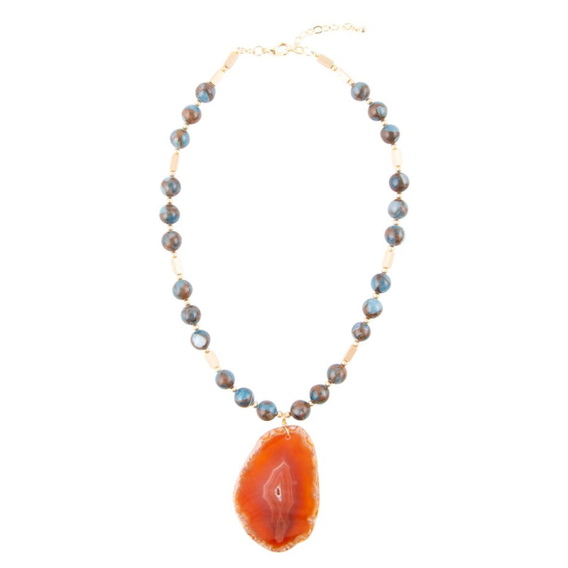 Prairie Sky Agate Pendant Necklace - Barse Jewelry