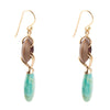 Precious Green Turquoise and Wood Golden Bronze Drop Earrings - Barse Jewelry