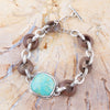 Precious Turquoise and Wood Sterling Silver Toggle Bracelet - Barse Jewelry