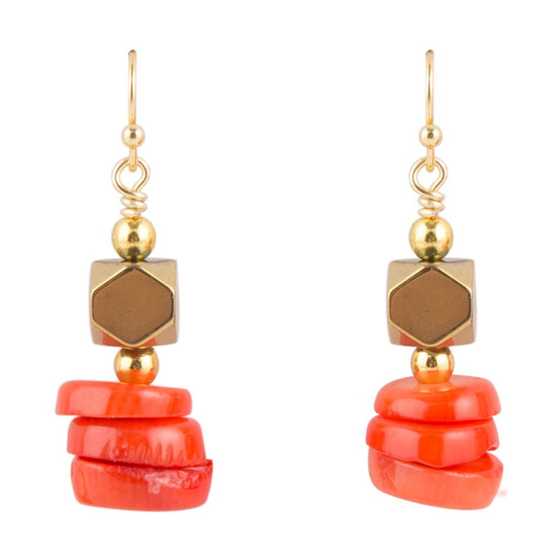 Punch of Orange Coral Earrings - Barse Jewelry