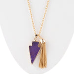 Purple Agate Arrow Tassel Necklace - Barse Jewelry