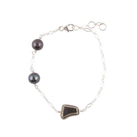 Sterling Silver Purple Tahitian Pearl Bracelet