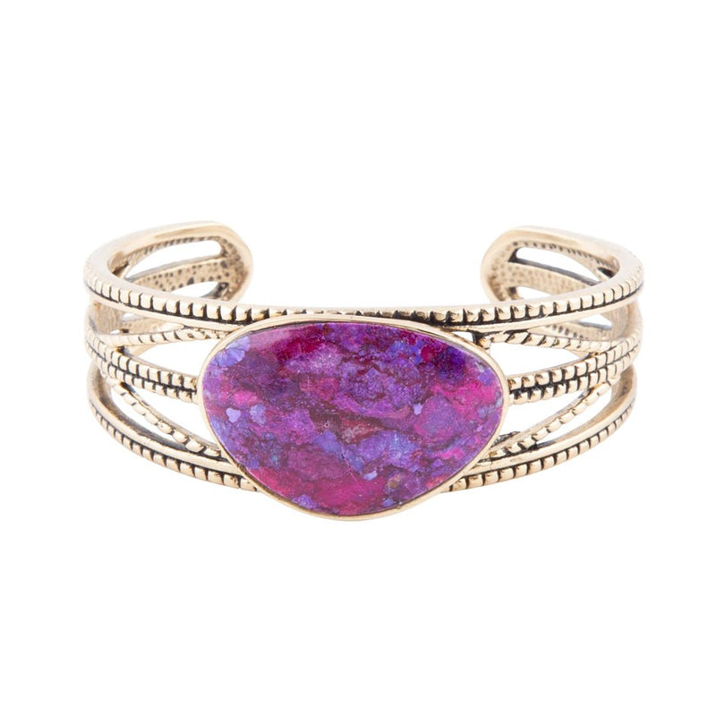 Purple Turquoise and Bronze Roped Cuff Bracelet - Barse Jewelry