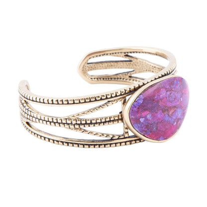 Purple Turquoise and Bronze Roped Cuff Bracelet - Barse Jewelry