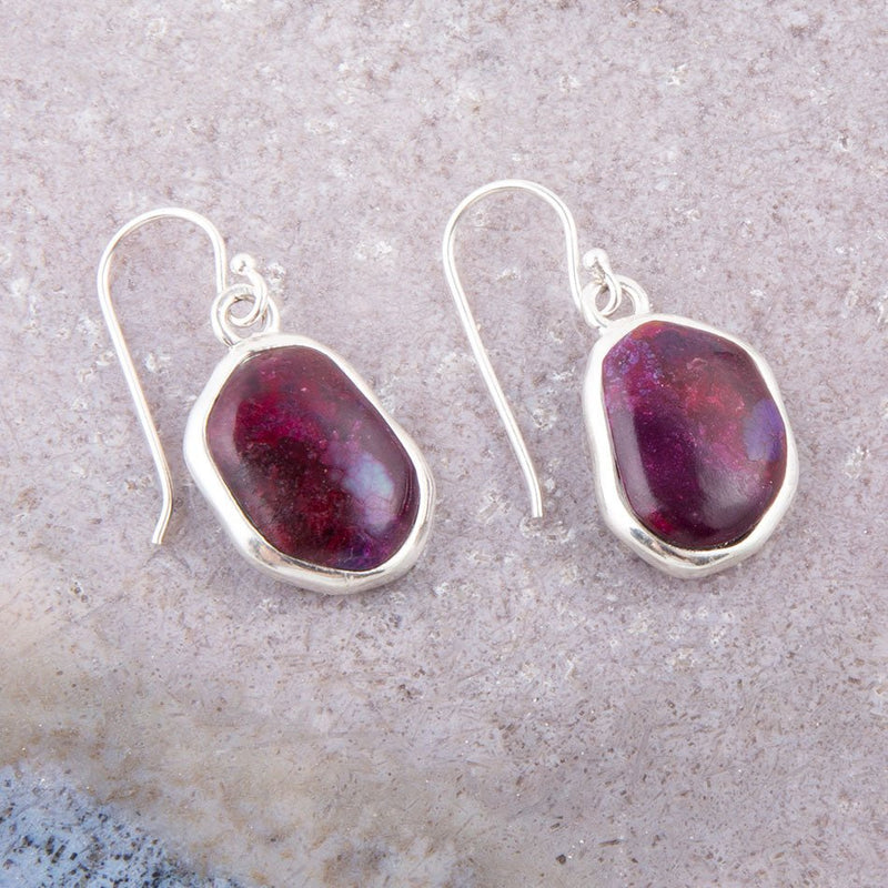 Purple Turquoise Drop Earrings - Sterling Silver - Barse Jewelry