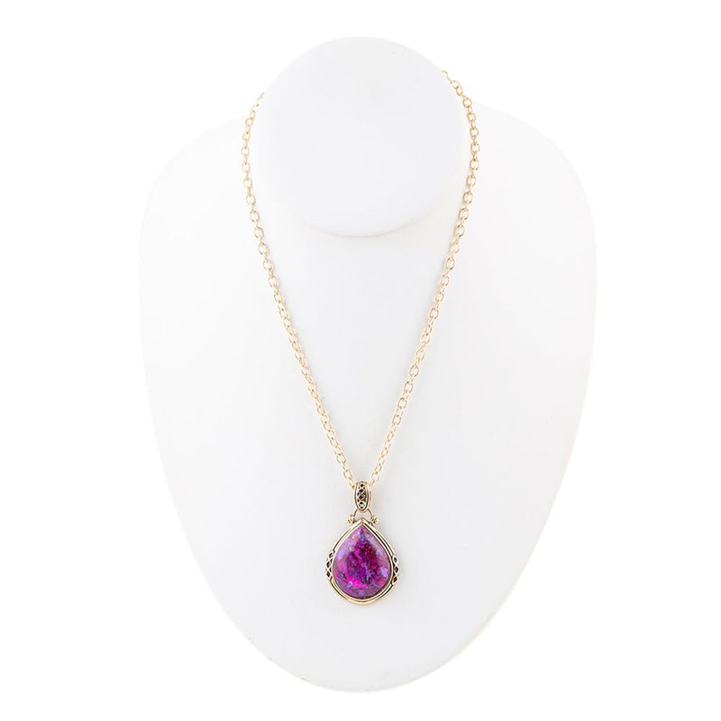Purple Turquoise Teardrop Pendant Necklace - Barse Jewelry