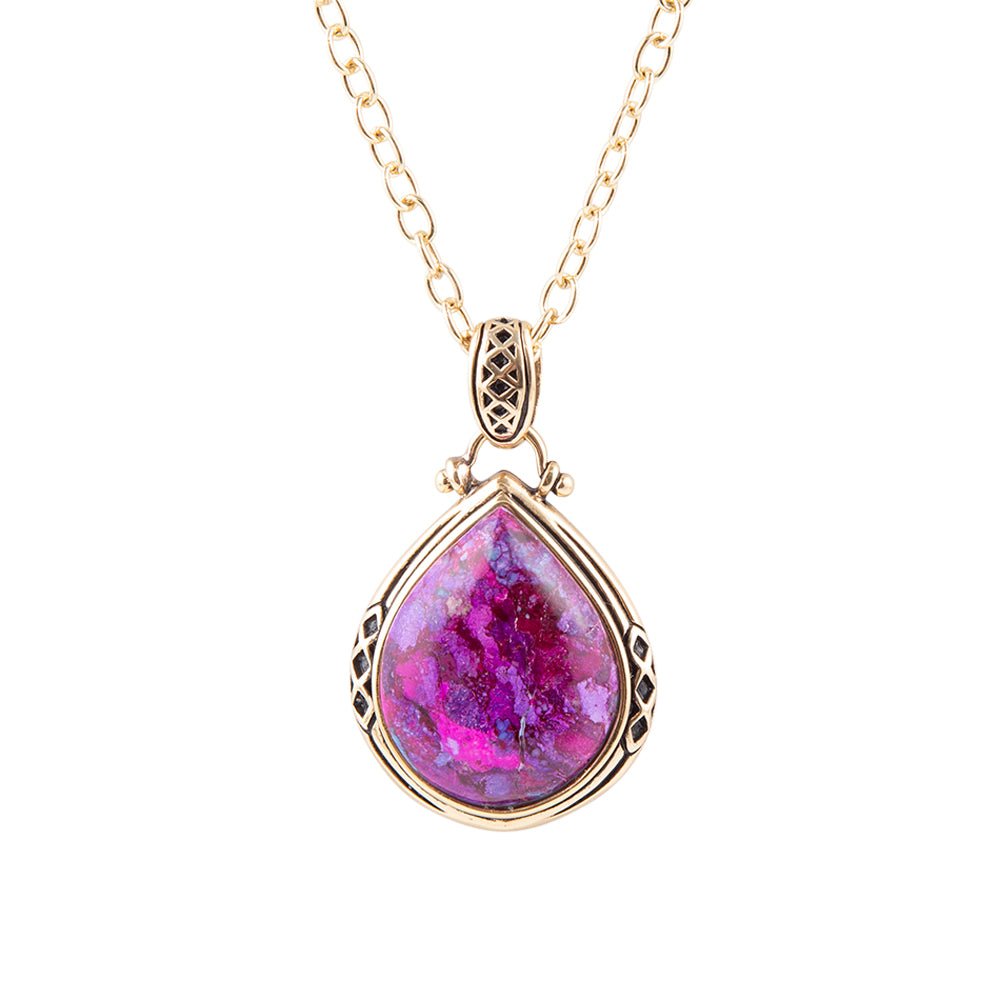 Purple Turquoise Teardrop Pendant Necklace - Barse Jewelry