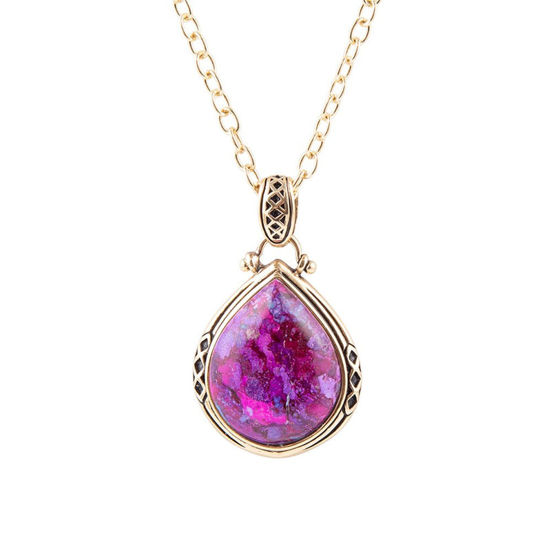 Purple Turquoise Teardrop Pendant Necklace - Barse Jewelry