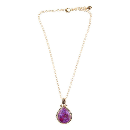 Purple Turquoise Teardrop Pendant Necklace - Barse Jewelry