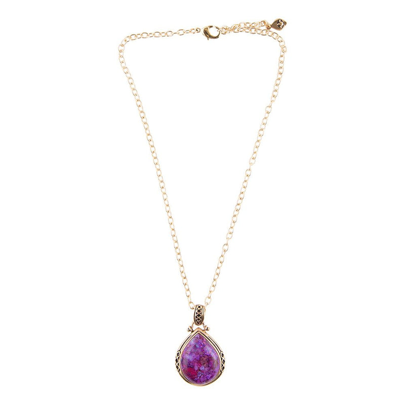Purple Turquoise Teardrop Pendant Necklace - Barse Jewelry