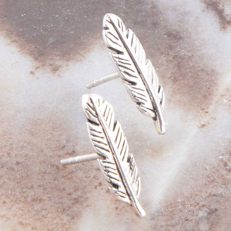 Quill Sterling Silver Feather Stud Earrings - Barse Jewelry