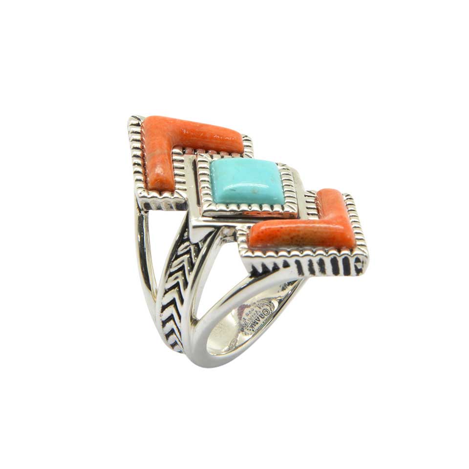 Rattler Geometric Stone Ring-Sterling Silver β Barse Jewelry