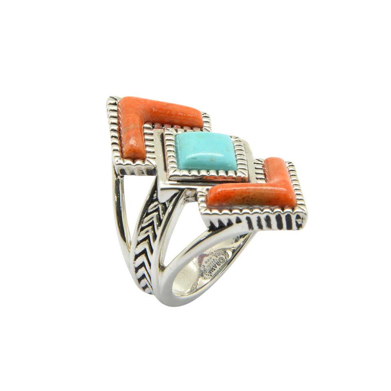 Rattler Geometric Stone Ring-Sterling Silver - Barse Jewelry