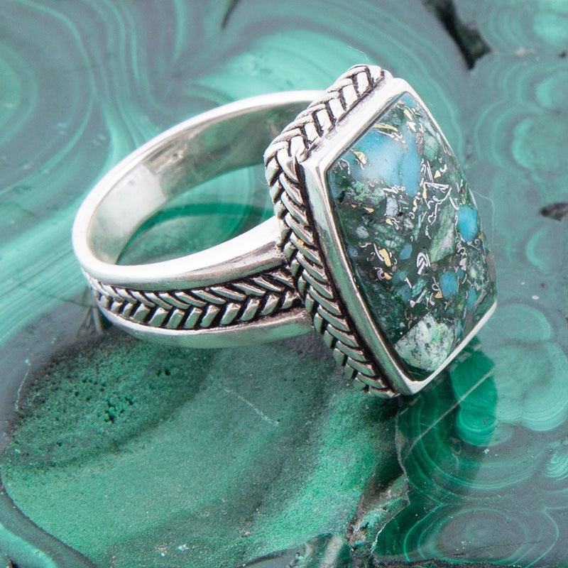 Turquoise Stone Silver Men's Ring
