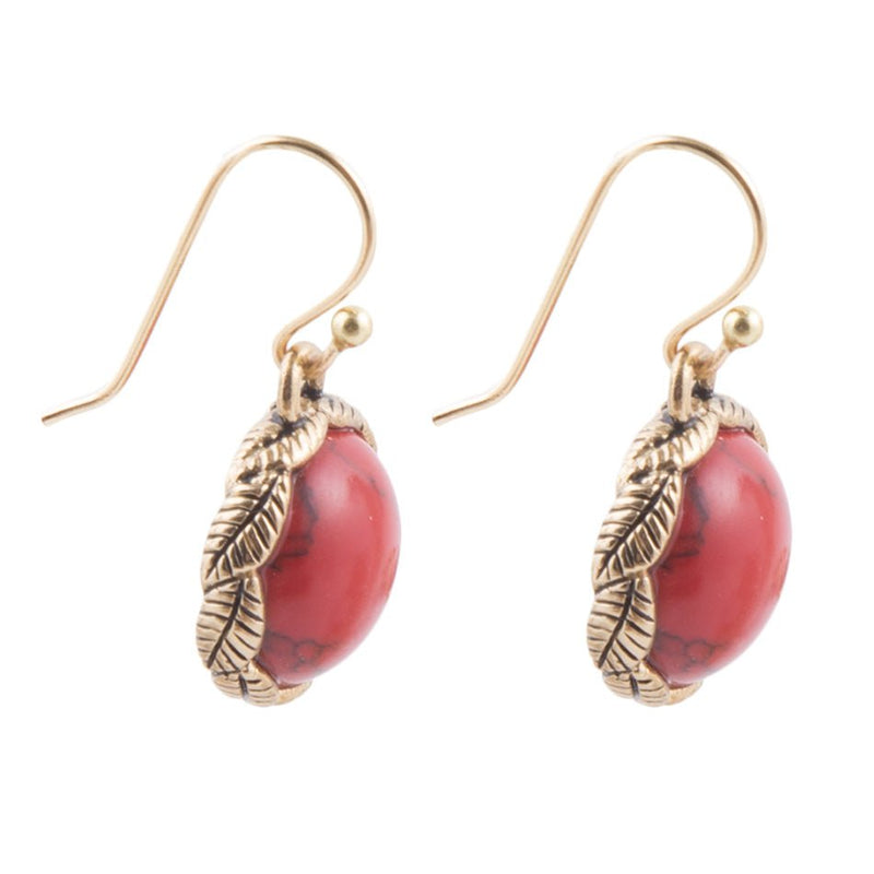 Red Alert Bronze Howlite Earrings - Barse Jewelry