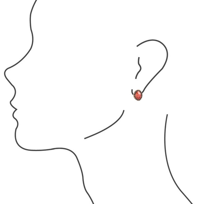 Red Coral Stud Bronze Earrings - Barse Jewelry