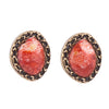 Red Coral Stud Bronze Earrings - Barse Jewelry