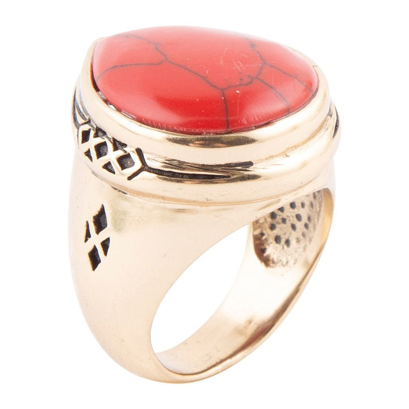 Red Howlite and Bronze Teardrop Ring - Barse Jewelry