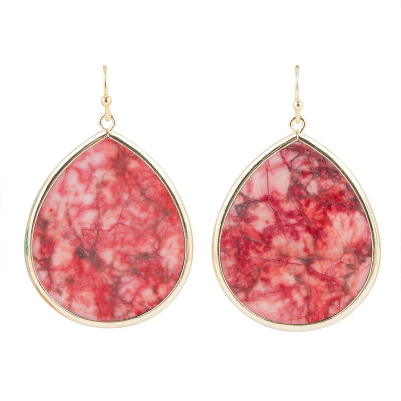 Red Howlite Slab Drop Earrings - Barse Jewelry