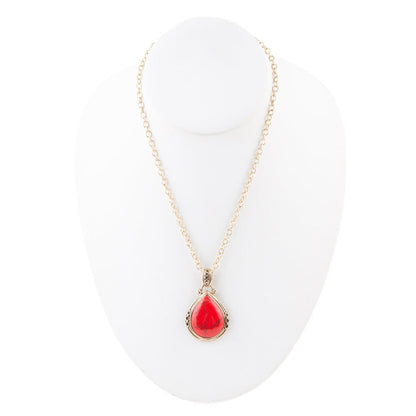 Red Howlite Teardrop Pendant Necklace - Barse Jewelry