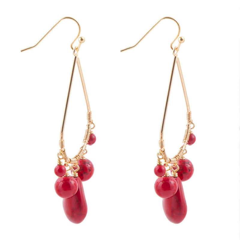 Red Magnesite Chandelier Earring - Barse Jewelry