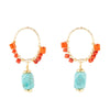 Red River Turquoise and Coral Post Earrings - Barse Jewelry
