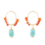 Red River Turquoise and Coral Post Earrings - Barse Jewelry