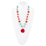 Red River Turquoise and Coral Rosary Pendant Necklace - Barse Jewelry