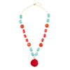 Red River Turquoise and Coral Rosary Pendant Necklace - Barse Jewelry