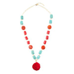 Red River Turquoise and Coral Rosary Pendant Necklace - Barse Jewelry
