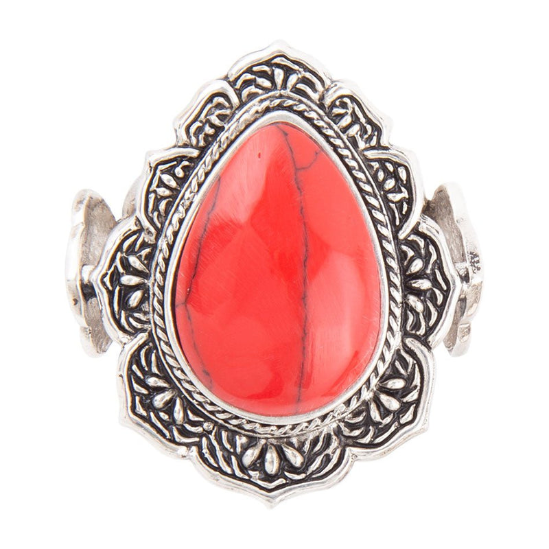 Red Siren Howlite Sterling Ring - Barse Jewelry