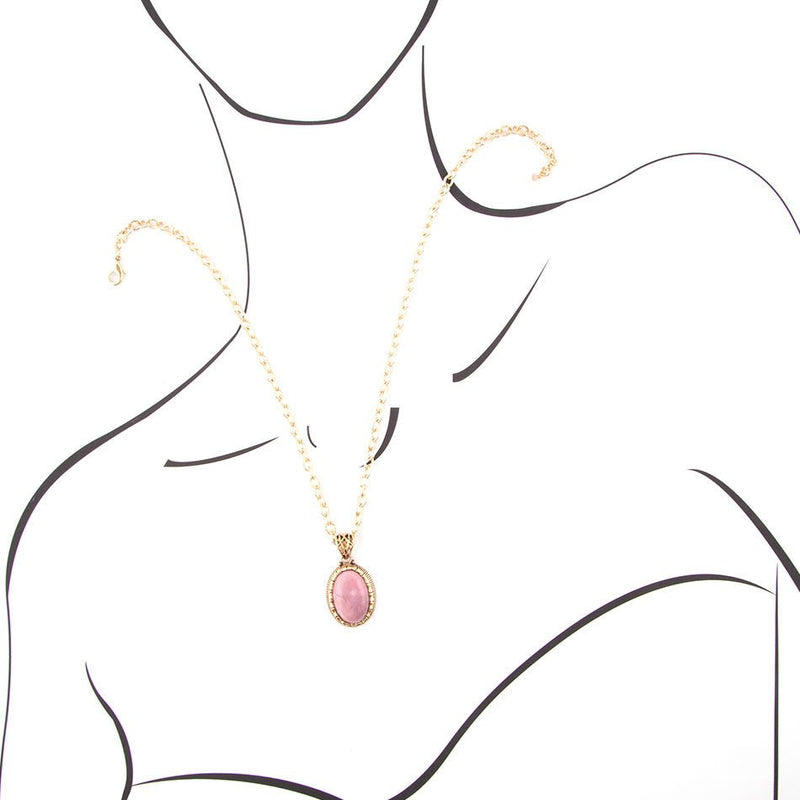 Rhodonite and Bronze Pendant Necklace - Barse Jewelry