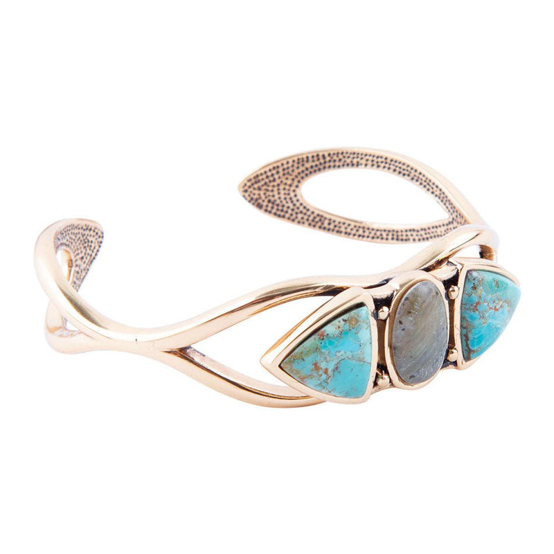Ribbon Labradorite and Turquoise Cuff Bracelet - Barse Jewelry