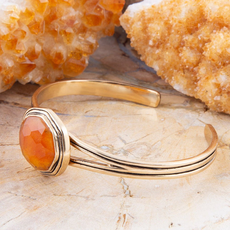 River Rocks Orange Quartz and Bronze Cuff Bracelet - Barse Jewelry