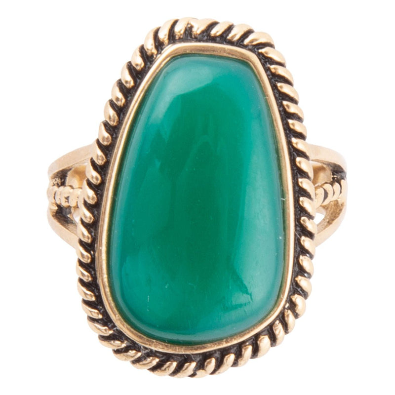 Roped Green Onyx and Bronze Ring - Barse Jewelry