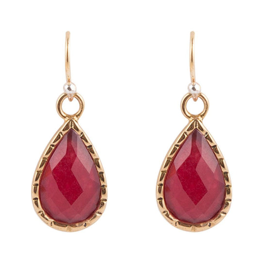 Roped Teardrop Ruby Quartz Earrings